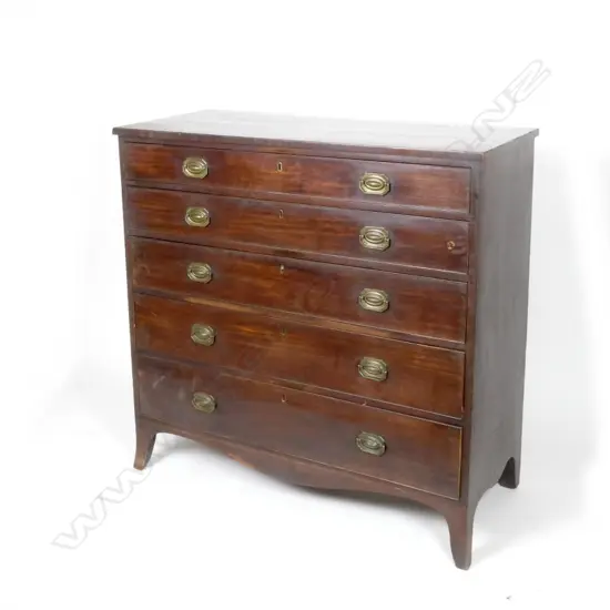 A Regency mahogany chest of five graduated full width drawers