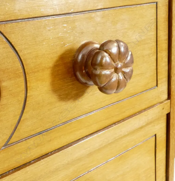 A c.1900 mahogany dragon carved chest of four graduated flat-front drawers Image 1++