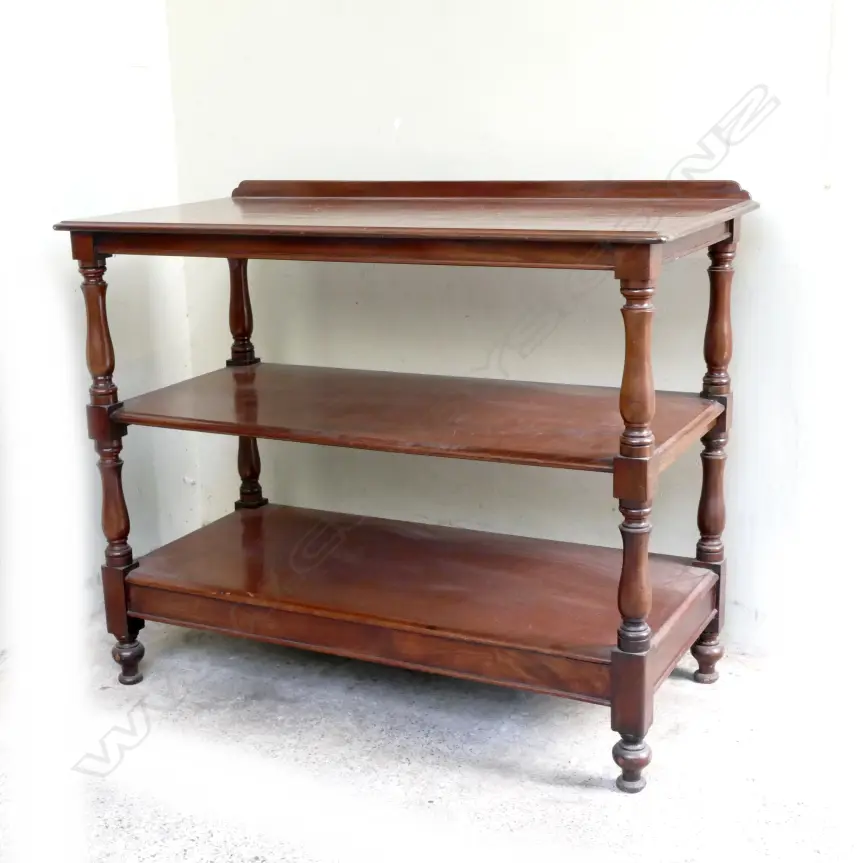 A Victorian mahogany three-stage dumb waiter Image 1++
