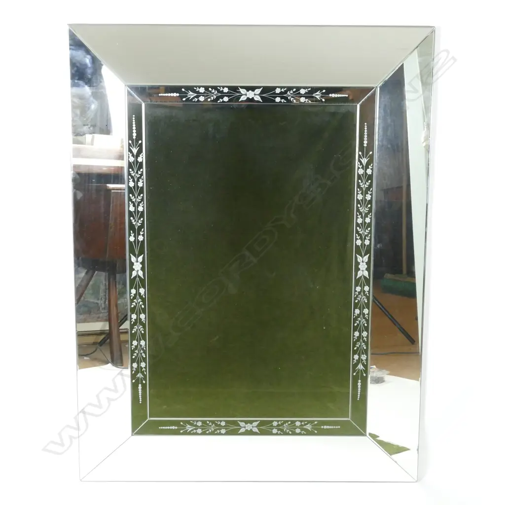 A large contemporary bevelled framed mirror Image 1++