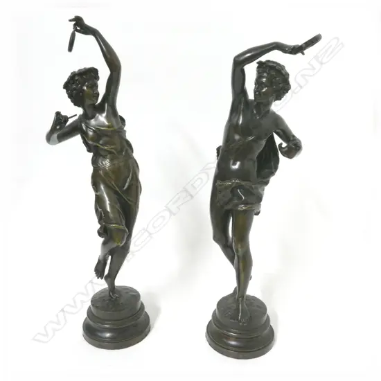 A pair of bronze dancing figures by Ernest Rancoulet (French 1870-1915)