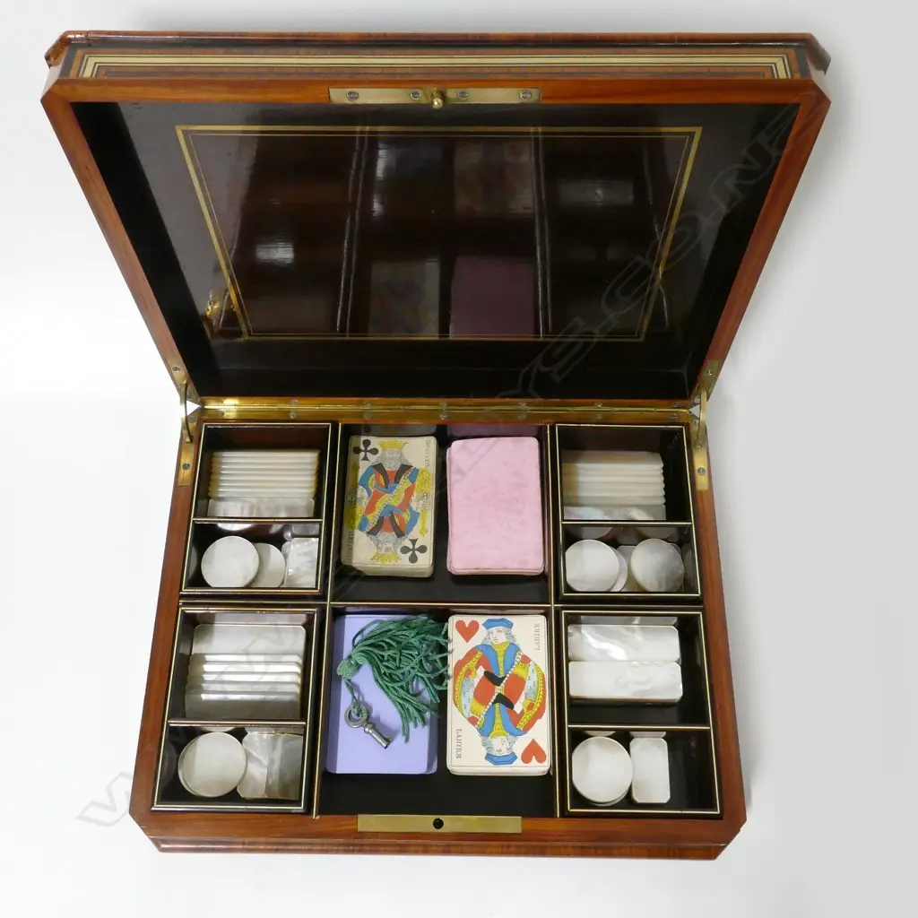 A French amboyna games box labelled for Alphonse Giroux Image 1++