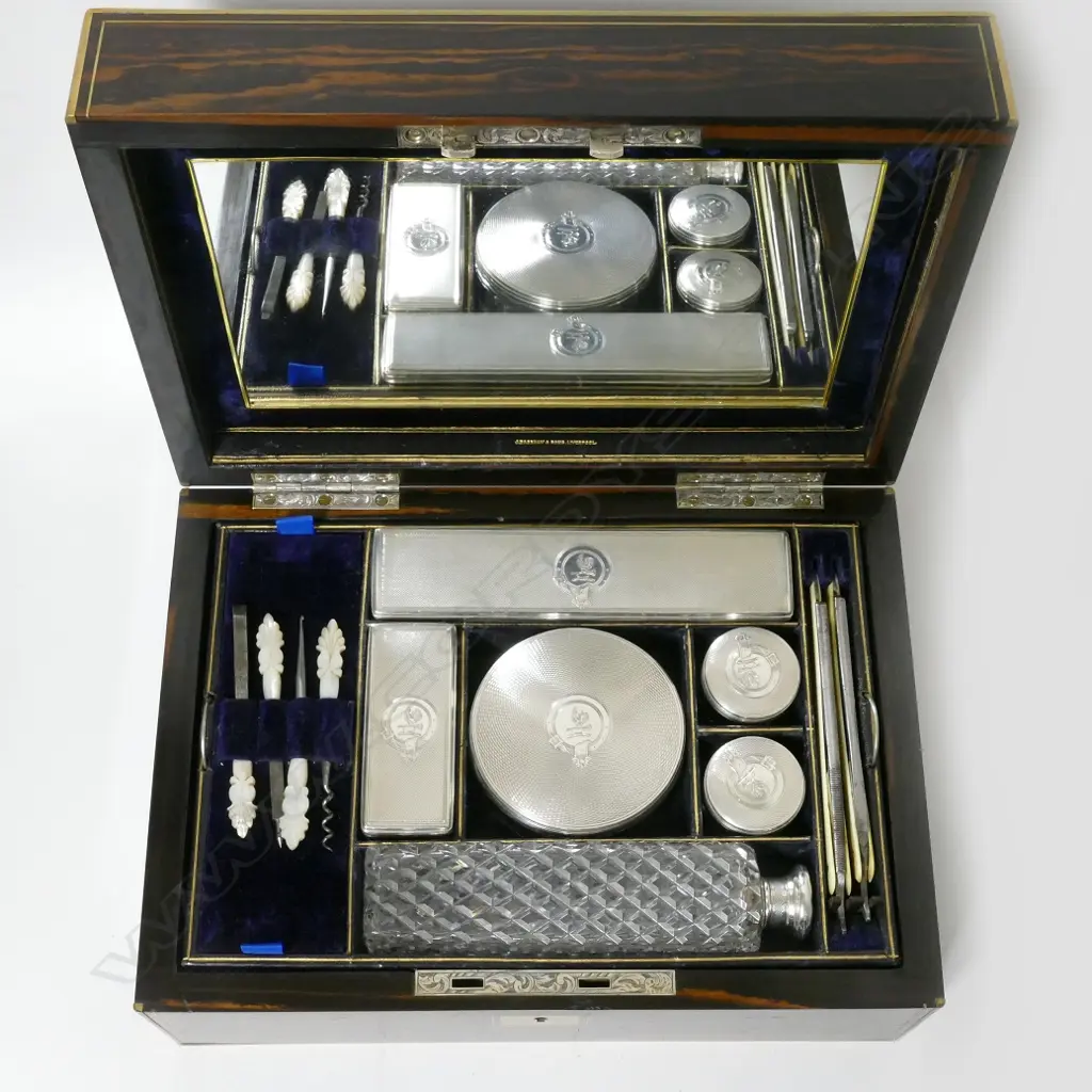 A 19thC Macassar ebony dressing case by J. Bradshaw & Sons Liverpool Image 1++