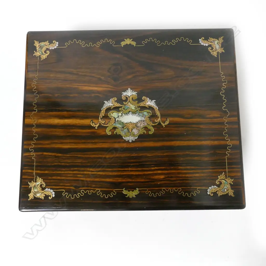 A 19thC macassar ebony work box - writing slope Image 1++