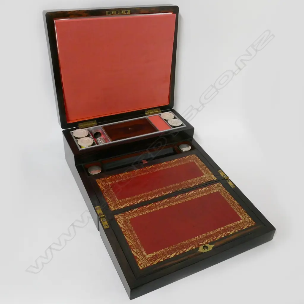 A 19thC macassar ebony work box - writing slope Image 1++
