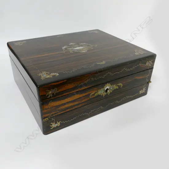 A 19thC macassar ebony work box - writing slope