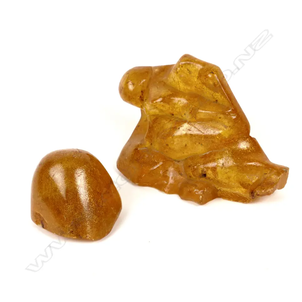 Two polished kauri gum pieces Image 1++