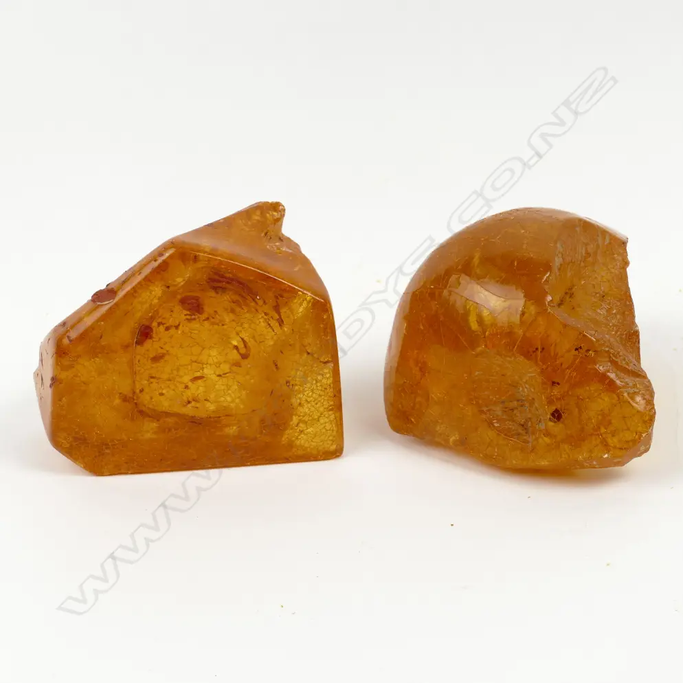 Two polished kauri gum pieces Image 1++