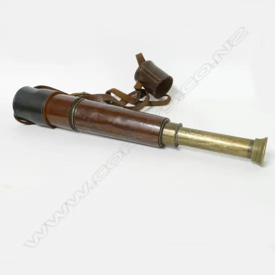 A brass leather cased telescope by E. Esdaile & Sons Pty Ltd