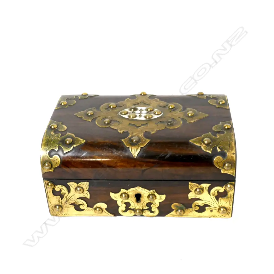 A small brass bound black walnut jewel box Image 1++