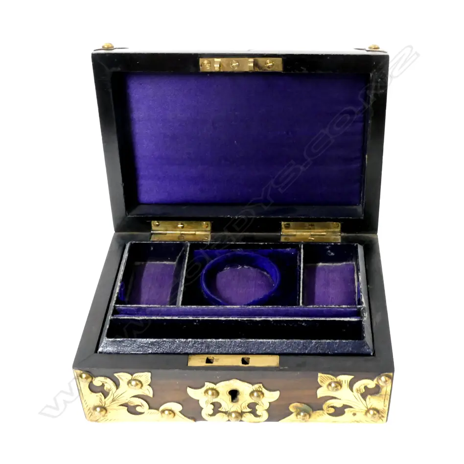 A small brass bound black walnut jewel box Image 1++