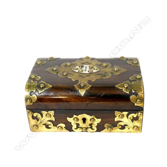 A small brass bound black walnut jewel box