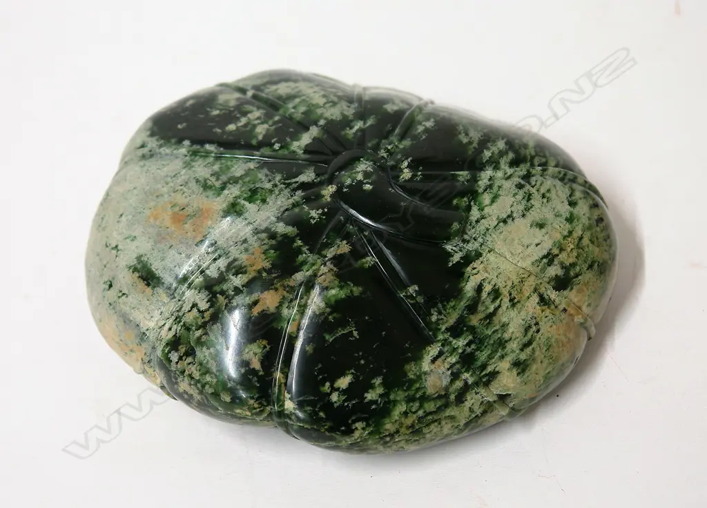 A quality carved Marsden Flower pounamu lotus flower bowl by Richard Anderson Image 1++