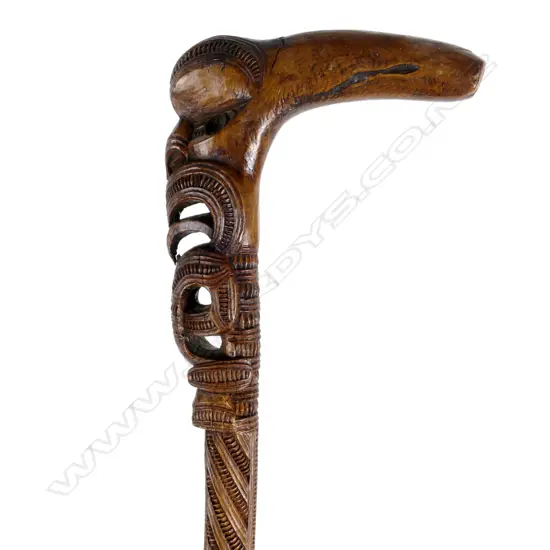 A late 19thC Maori carved tokotoko (orator's stick) attributed to Tene Waitere (1854-1931)