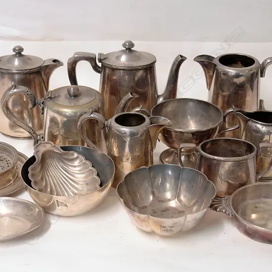 14 silver plate crested shipping line pieces