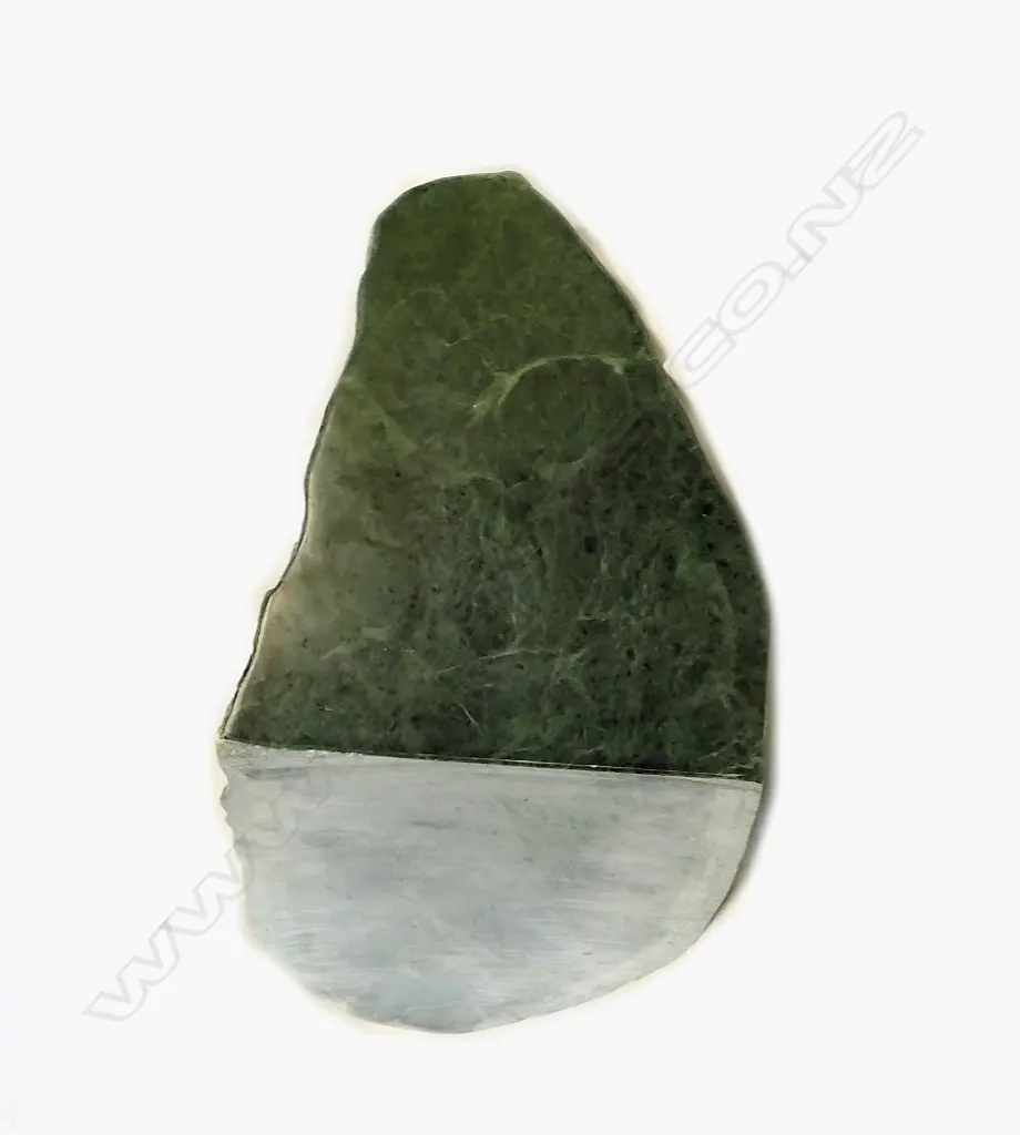 A N.Z. pounamu (serpentine) cut and polished part river boulder Image 1++