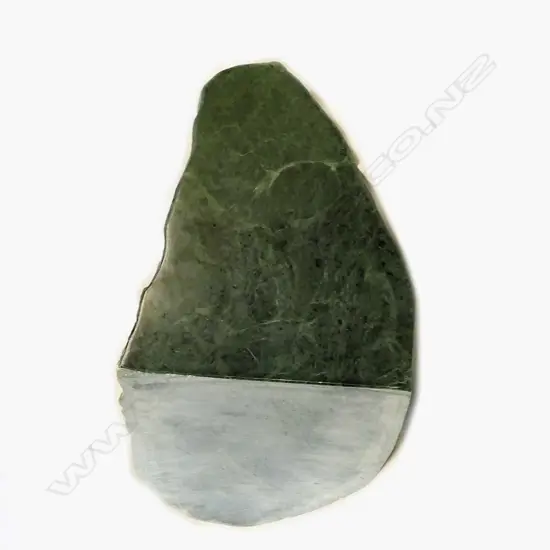 A N.Z. pounamu (serpentine) cut and polished part river boulder