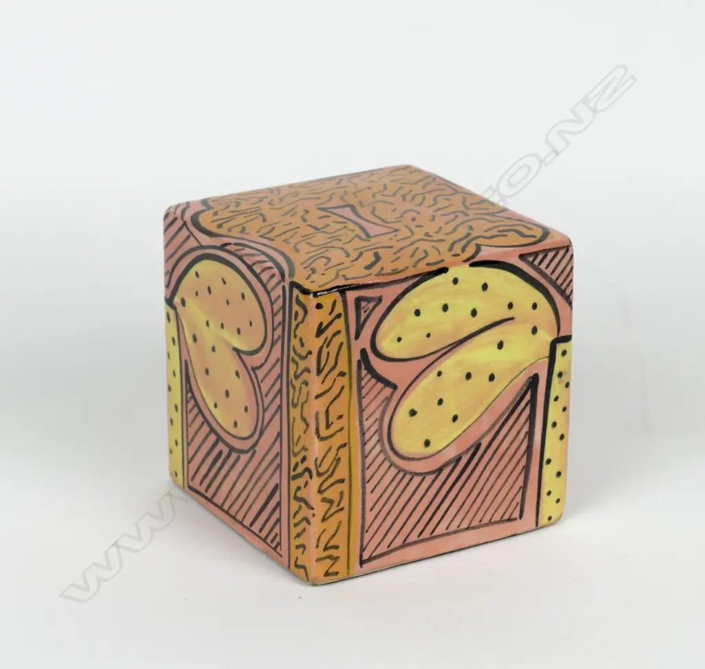 A Warren Tippett polychrome decorated cube Image 1++