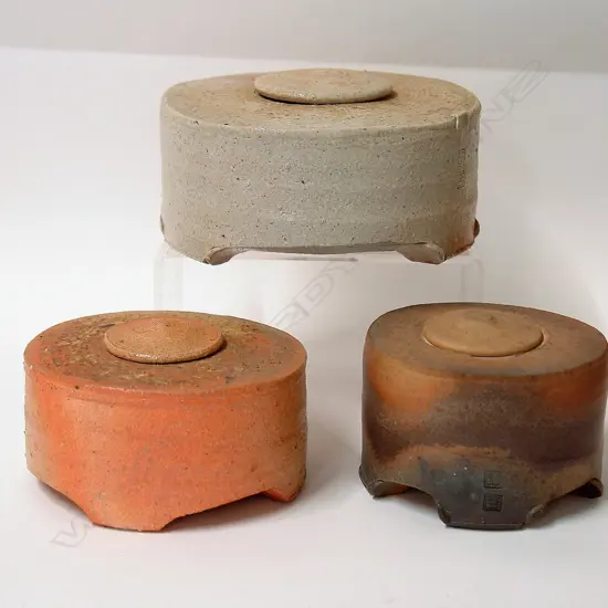 Three modern studio pottery stoneware jars by Byron Temple