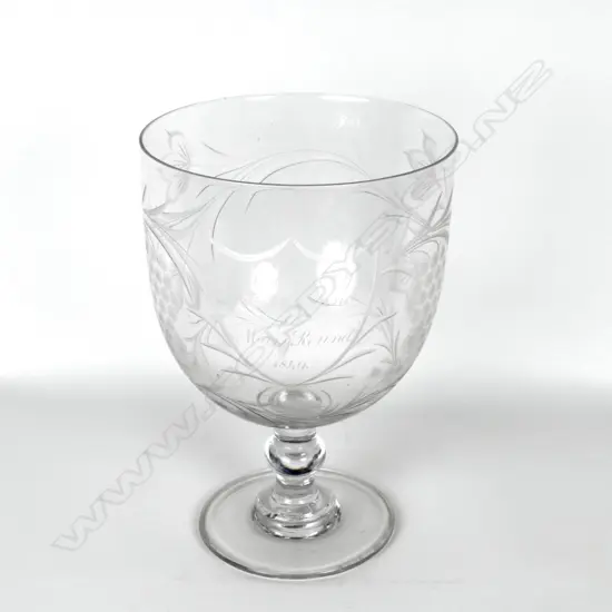 A large outstanding early Victorian period glass rummer