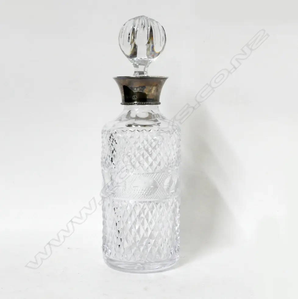A good silver mounted hobnail cut spirits decanter Image 1++