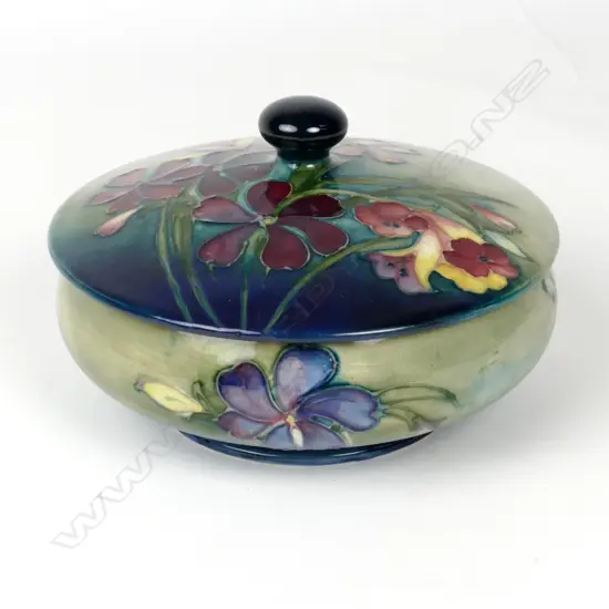 A Walter Moorcroft 'Spring Flowers' lidded circular box