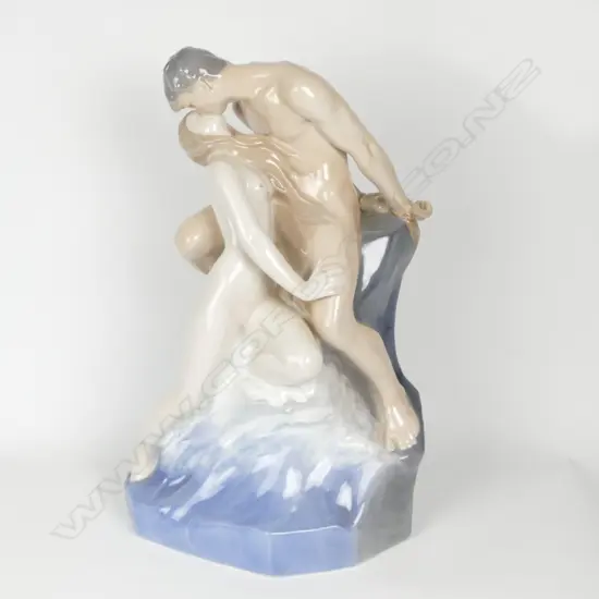 A fine large Royal Copenhagen 'Wave and Rock' figure group