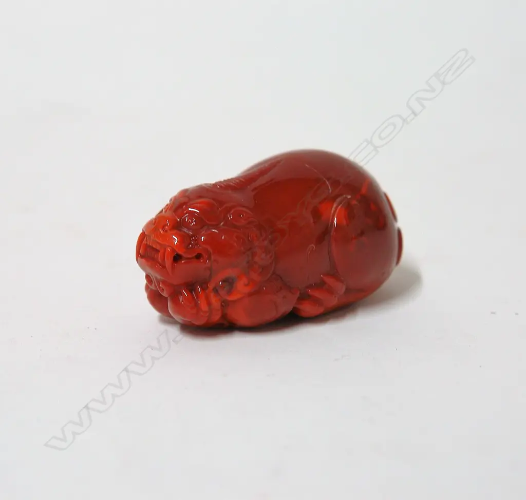 A Chinese red agate carved mythical animal Image 1++