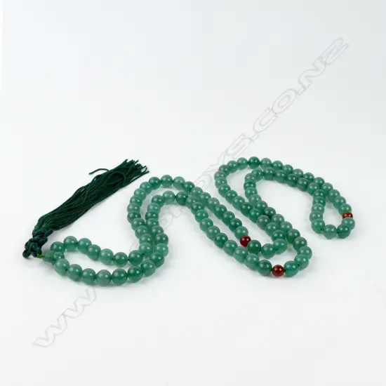 A jade bead necklace