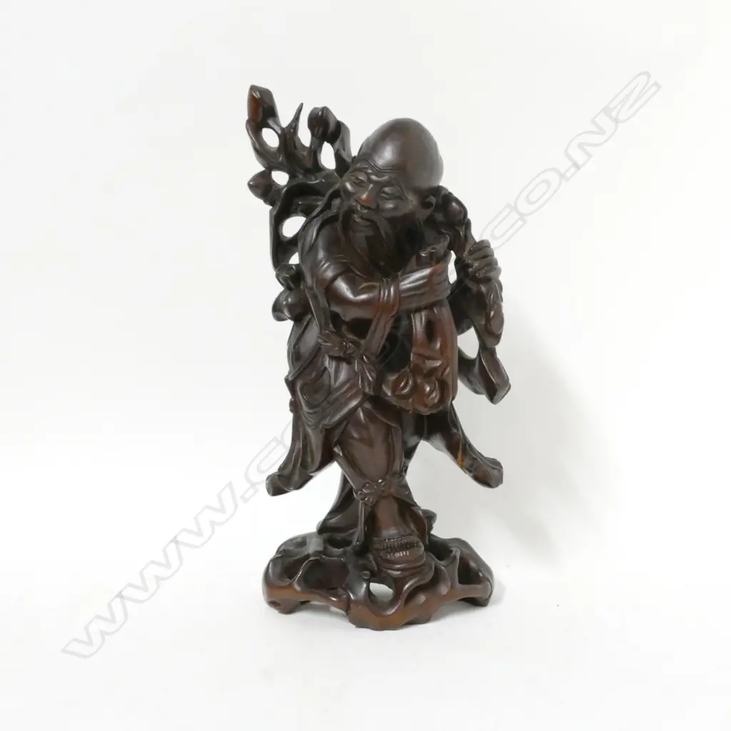 A Chinese carved rosewood figure of  Shao Lao Image 1++