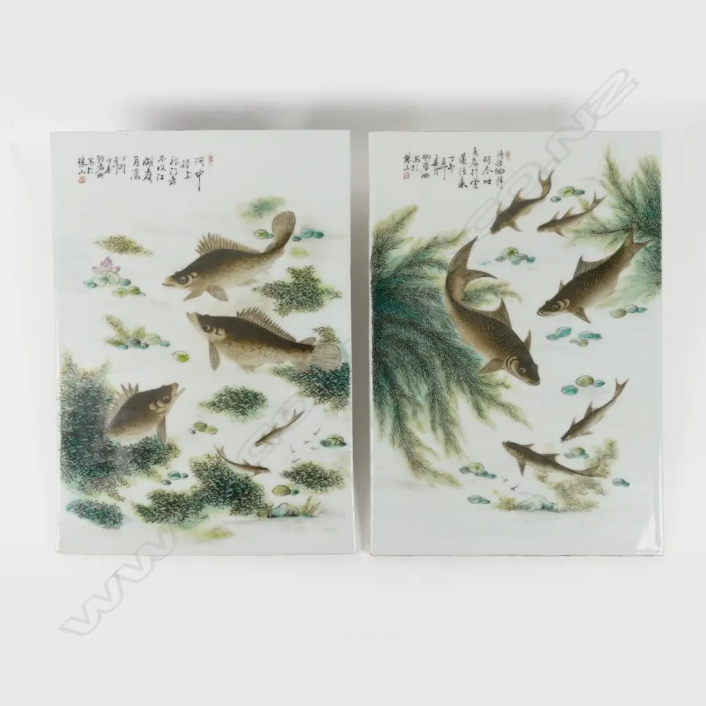 A pair of Chinese porcelain tiles Image 1++