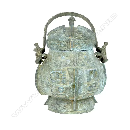 A Chinese bronze ritual wine container (you)
