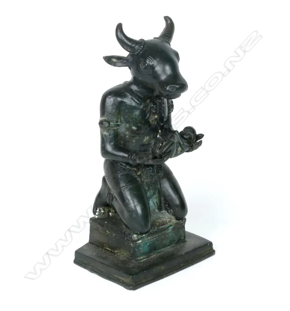 A Sino-Tibetan bronze statuette of a bull headed deity Image 1++