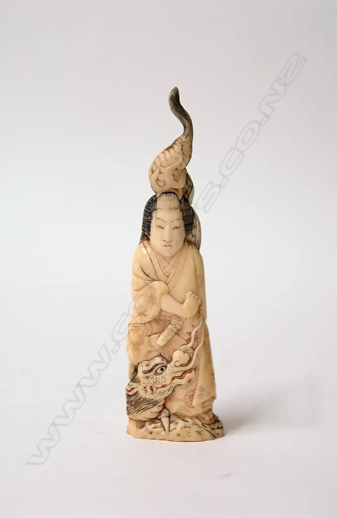 An old Japanese marine ivory carved okimono Image 1++