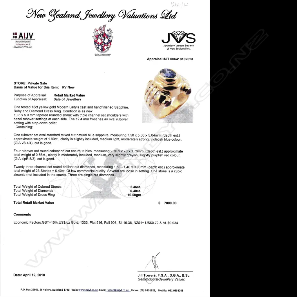 A Cartier inspired 18ct yellow gold ring set with a sapphire Image 1++