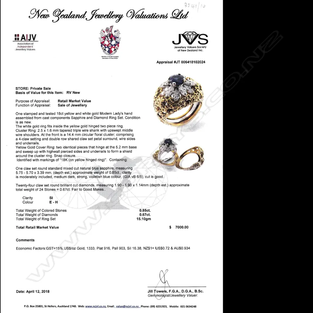 A sapphire and diamond cluster ring with an option to wear fitted inside an 18ct yellow gold frame Image 1++