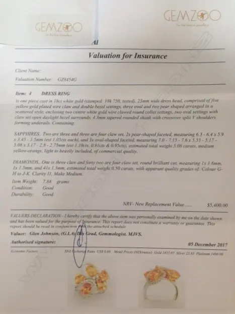 An 18ct. white gold and yellow sapphire dress ring Image 1++