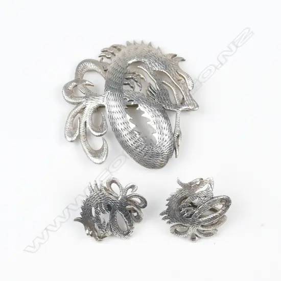 Tony Buller silver brooch and earrings