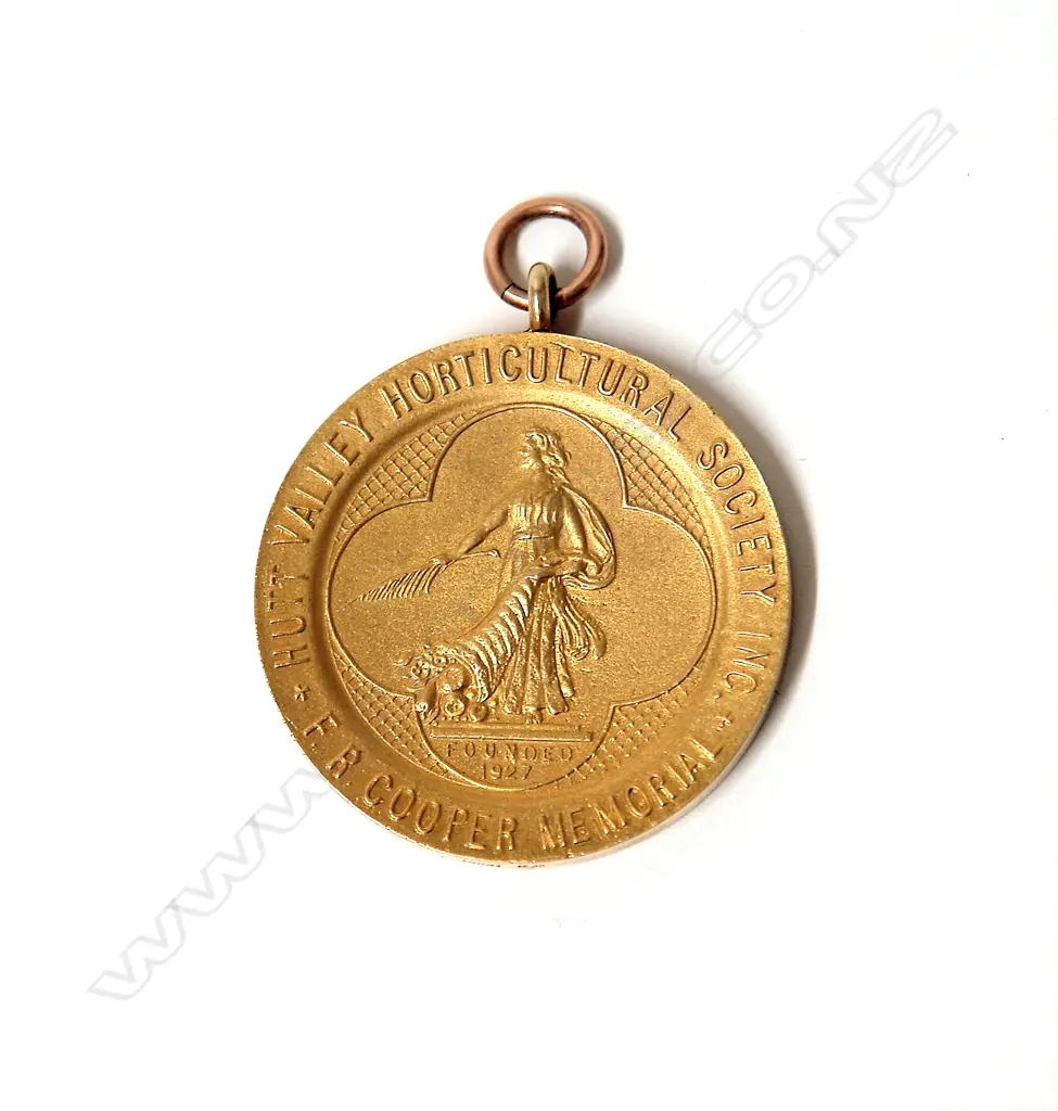 A historic 1927 large and heavy 9ct. gilded rose gold medallion awarded by the 'Hutt Valley Horticultural Society Inc.' Image 1++