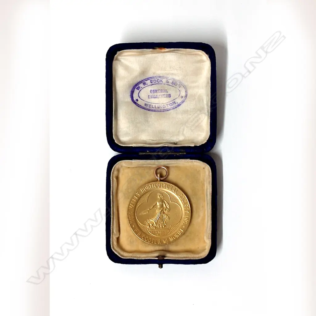 A historic 1927 large and heavy 9ct. gilded rose gold medallion awarded by the 'Hutt Valley Horticultural Society Inc.' Image 1++