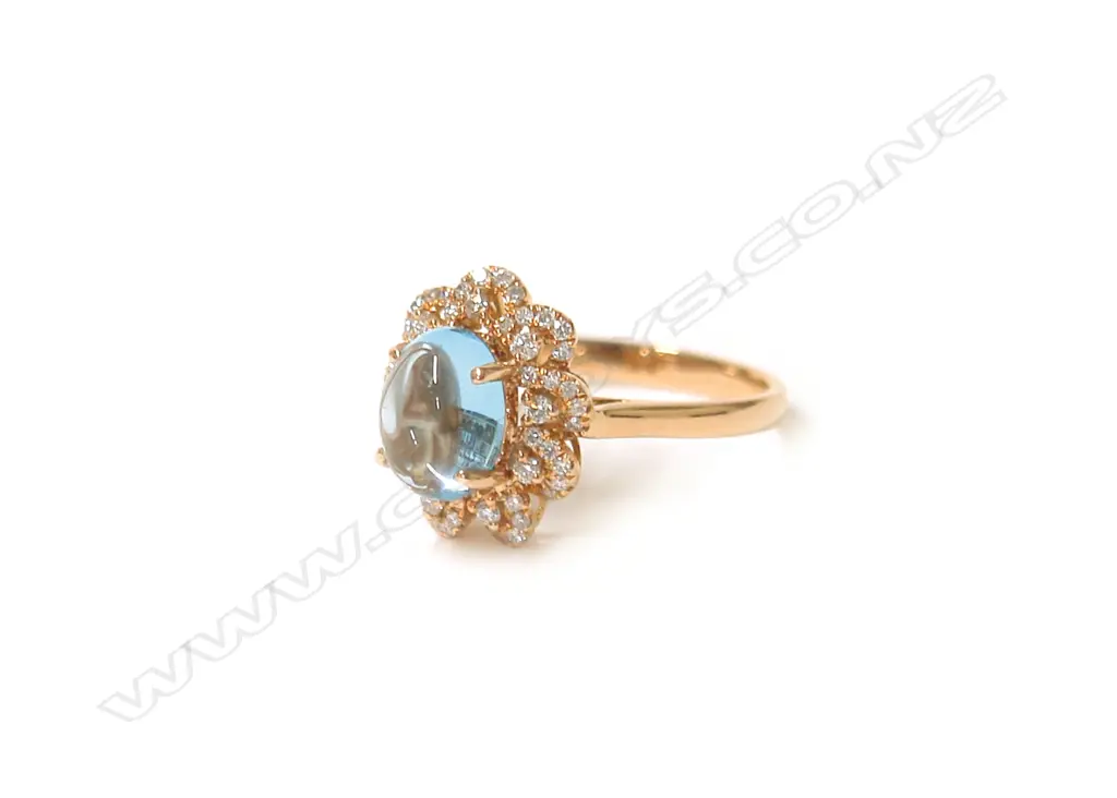 A modern 18ct. rose gold topaz and diamond cluster ring Image 1++