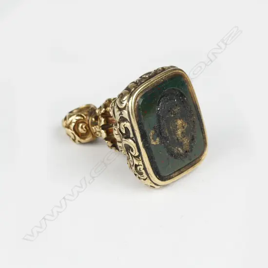 A 19thC 15ct. yellow gold fob seal