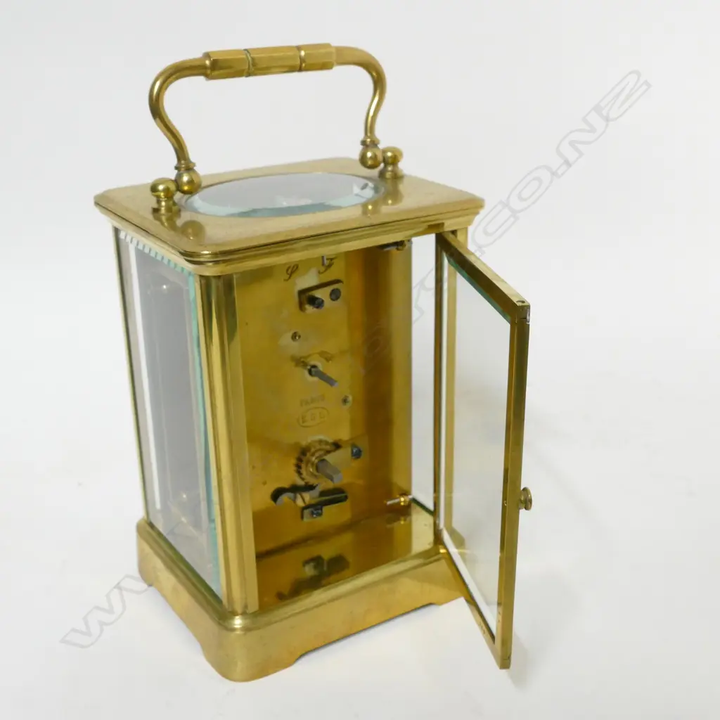 A French brass corniche cased carriage clock by E.G. Lamaille. Paris Image 1++