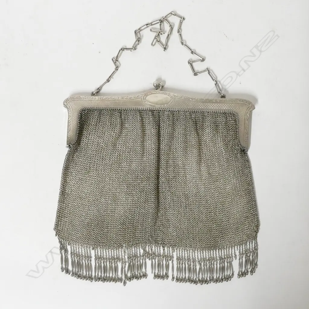 A large sterling silver framed integral mesh handbag Image 1++