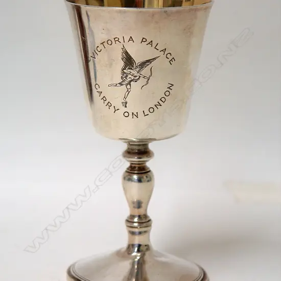 A 1970s Victoria Palace 'Carry on London' commemorative silver goblet