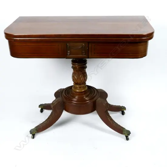 A Victorian mahogany flap-top card table