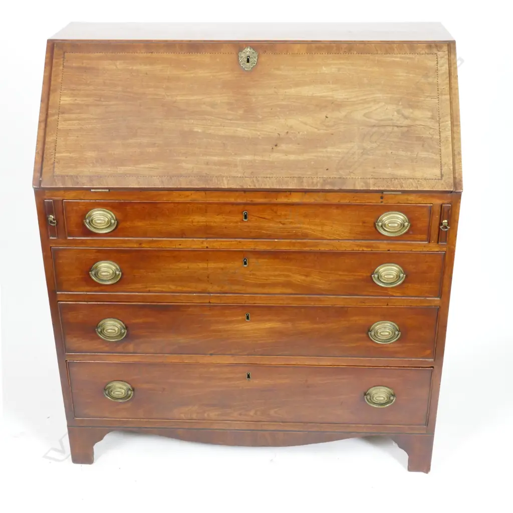 A Georgian mahogany fall-front bureau Image 1++