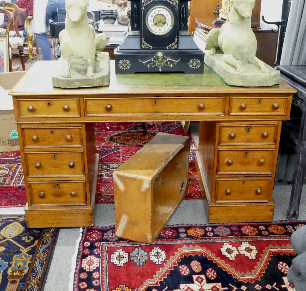 A Victorian oak double pedestal desk Image 1++