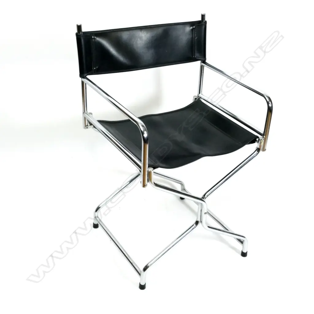 Four Rafael Garcia copy chrome and vinyl folding Director's chairs Image 1++