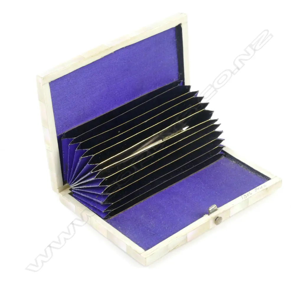 A Victorian mother-of-pearl and silver card case Image 1++